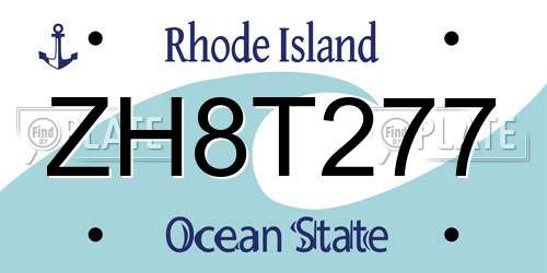 ZH8T277 Rhode Island License Plate