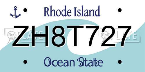 ZH8T727 Rhode Island License Plate