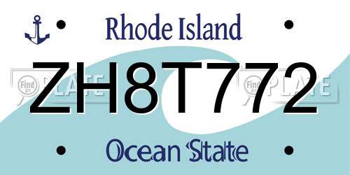 ZH8T772 Rhode Island License Plate