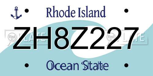 ZH8Z227 Rhode Island License Plate