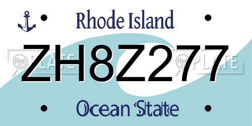ZH8Z277 Rhode Island License Plate