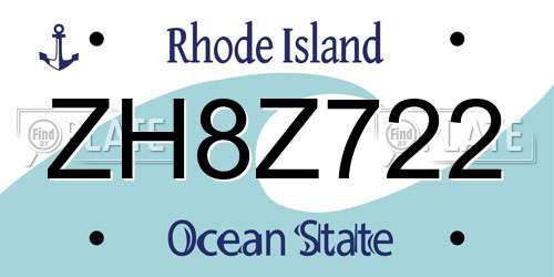 ZH8Z722 Rhode Island License Plate