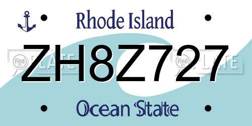 ZH8Z727 Rhode Island License Plate