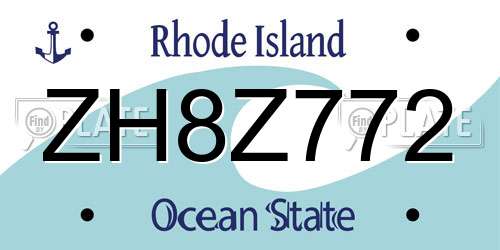 ZH8Z772 Rhode Island License Plate