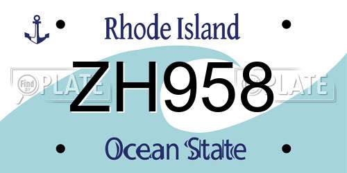 ZH958 Rhode Island License Plate