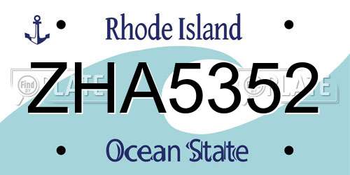 ZHA5352 Rhode Island License Plate
