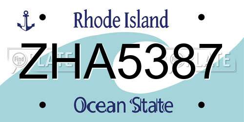 ZHA5387 Rhode Island License Plate