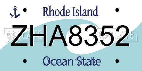 ZHA8352 Rhode Island License Plate