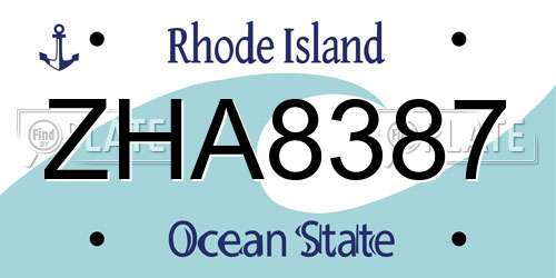 ZHA8387 Rhode Island License Plate