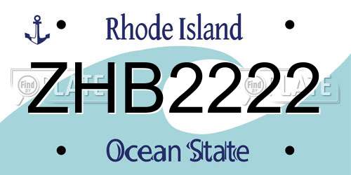 ZHB2222 Rhode Island License Plate