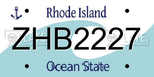 ZHB2227 Rhode Island License Plate