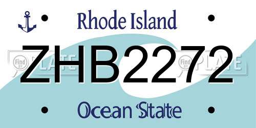 ZHB2272 Rhode Island License Plate