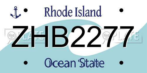 ZHB2277 Rhode Island License Plate