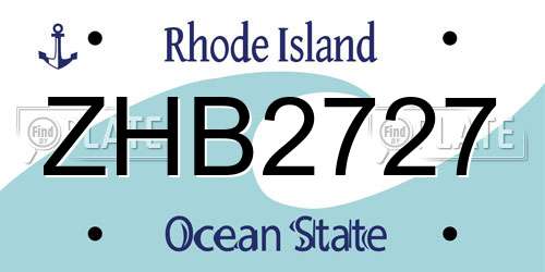 ZHB2727 Rhode Island License Plate