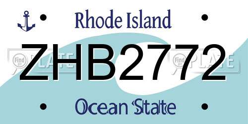 ZHB2772 Rhode Island License Plate