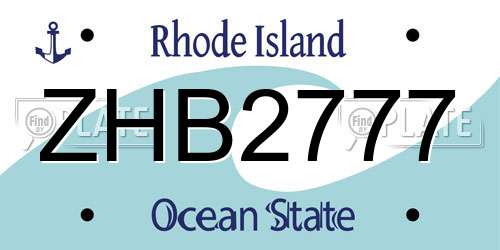 ZHB2777 Rhode Island License Plate