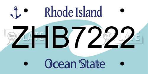 ZHB7222 Rhode Island License Plate