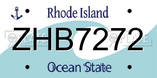ZHB7272 Rhode Island License Plate