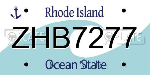 ZHB7277 Rhode Island License Plate
