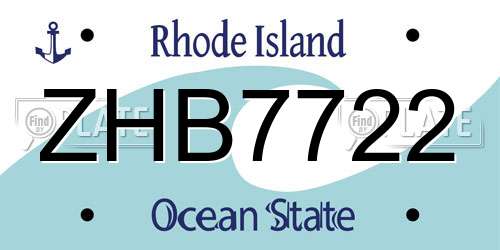 ZHB7722 Rhode Island License Plate