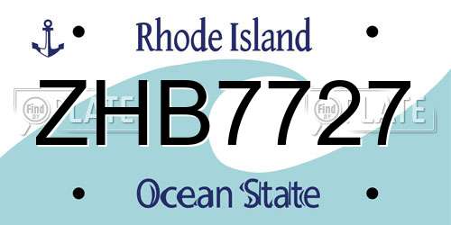 ZHB7727 Rhode Island License Plate