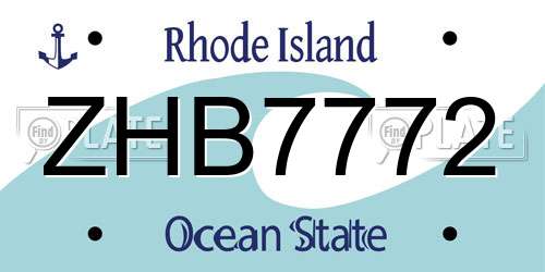 ZHB7772 Rhode Island License Plate