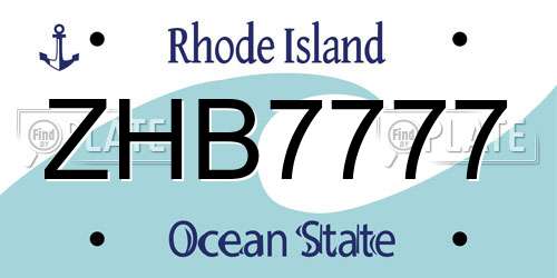 ZHB7777 Rhode Island License Plate
