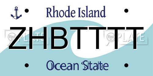 ZHBTTTT Rhode Island License Plate