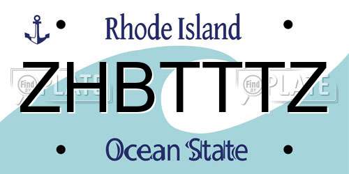 ZHBTTTZ Rhode Island License Plate