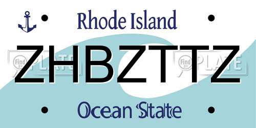 ZHBZTTZ Rhode Island License Plate