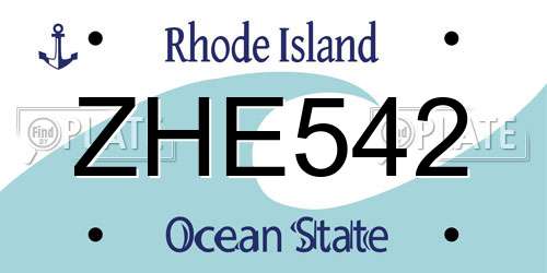 ZHE542 Rhode Island License Plate