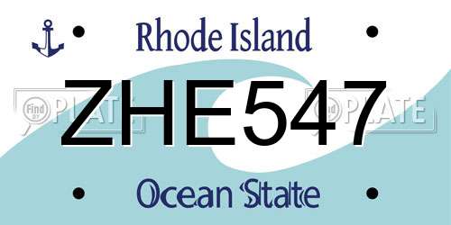 ZHE547 Rhode Island License Plate