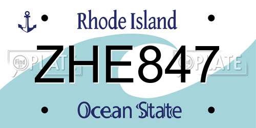 ZHE847 Rhode Island License Plate