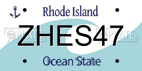 ZHES47 Rhode Island License Plate