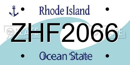ZHF2066 Rhode Island License Plate