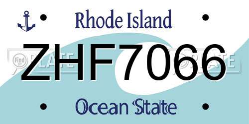 ZHF7066 Rhode Island License Plate
