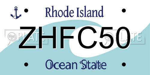 ZHFC50 Rhode Island License Plate