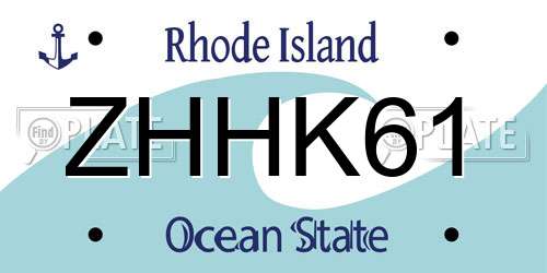 ZHHK61 Rhode Island License Plate