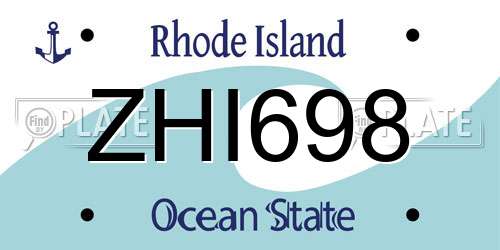 ZHI698 Rhode Island License Plate
