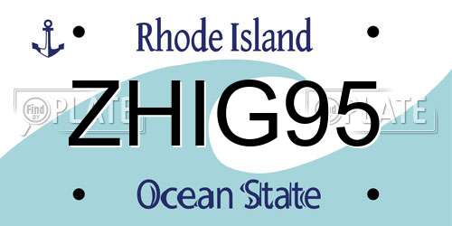 ZHIG95 Rhode Island License Plate