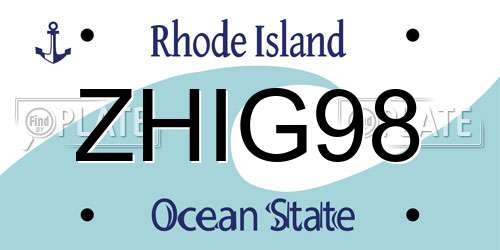 ZHIG98 Rhode Island License Plate