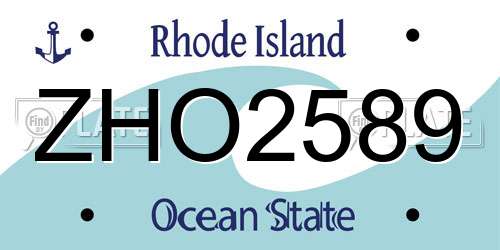 ZHO2589 Rhode Island License Plate