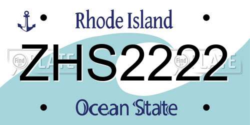 ZHS2222 Rhode Island License Plate