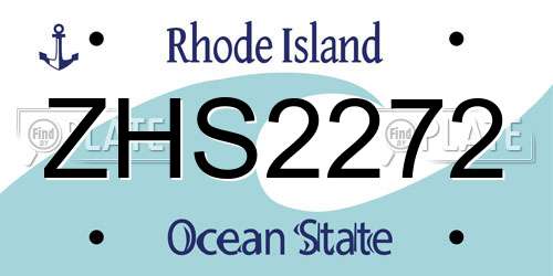 ZHS2272 Rhode Island License Plate