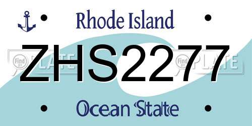 ZHS2277 Rhode Island License Plate