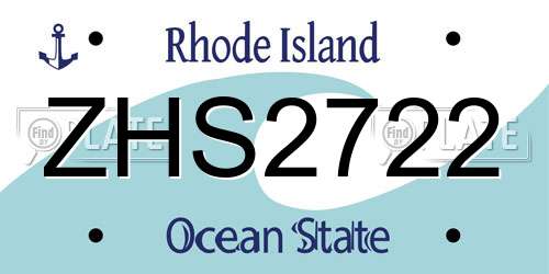 ZHS2722 Rhode Island License Plate