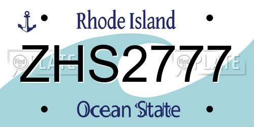 ZHS2777 Rhode Island License Plate
