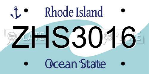 ZHS3016 Rhode Island License Plate