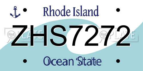 ZHS7272 Rhode Island License Plate