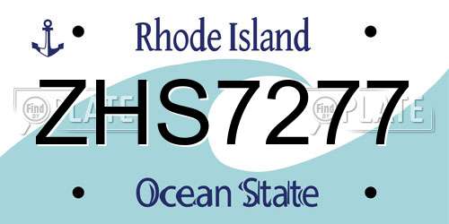 ZHS7277 Rhode Island License Plate